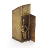 19th century brass vesta modelled as a gentleman in an outhouse, 5cm high : For Further Condition