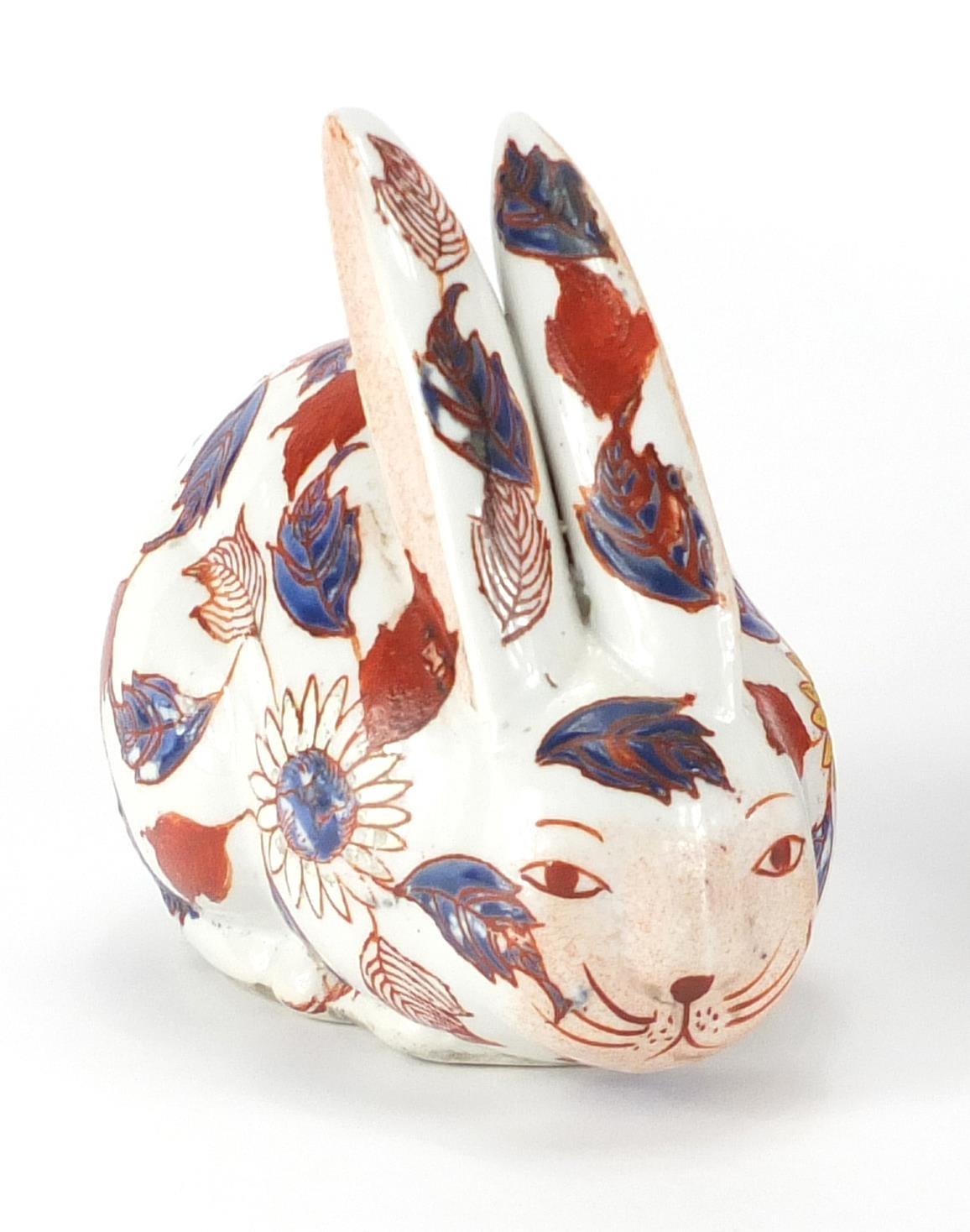 Japanese Imari cat and pair of rabbits, character marks to the bases, the largest 35cm high : For - Image 2 of 6