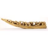 Chinese carved ivory okimono of eight figures in a dragon boat, character marks to the base : For