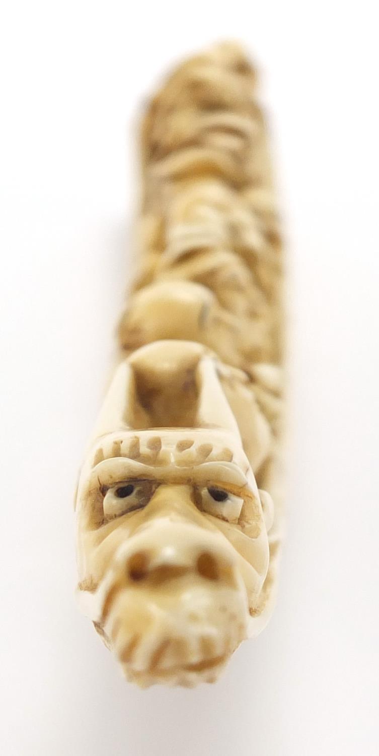 Chinese carved ivory okimono of eight figures in a dragon boat, character marks to the base : For - Image 8 of 10