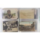 Comical, sweetheart, topographical and social history postcards arranged in two albums, some