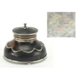 Russian interest Edwardian silver mounted tortoiseshell inkwell by William Comyns, London 1905,