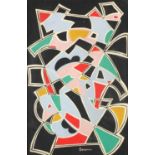 Abstract composition, geometric shapes, watercolour and gouache, bearing a signature Severini,