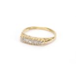 18ct gold diamond five stone ring, size O, approximate weight 2.8g : For Further Condition Reports