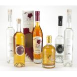Six bottles of liqueur including Korlat Medica, Barrique Amarone Grappa and two bottles of Pflaume :