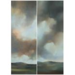 David Collings - Storm Trencrom, pair of oil on canvases, inscribed Newlyn Orion Art Gallery label