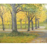 Path through woodland, Early 20th century German school oil on canvas laid on board, bearing an