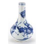 Chinese blue and white porcelain vase, hand painted with warriors, six figure character Kangxi marks