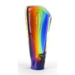 Kosta Boda abstract multi coloured glass sculpture by Goran Warff, etched marks and numbered