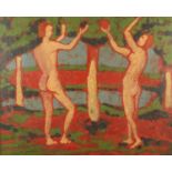 Adam and Eve, continental school oil on wood panel, bearing an indistinct signature possibly