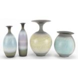 Four David White Studio pottery vases, each with initials to the bases, the largest 19cm high :For