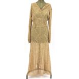 1930's lace floral dress, 120cm in length : For Further Condition Reports Please Visit Our Website