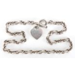 Tiffany style silver necklace with love heart pendant, 42cm in length, approximate weight 62.0g :