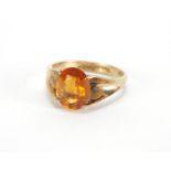9ct gold orange stone solitaire ring, size M, approximate weight 2.9g : For Further Condition