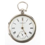 Gentlemen's silver open face pocket watch, the movement numbered 464869, the case hallmarked Chester