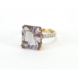 9ct gold multi coloured stone ring with diamond shoulders, size N, approximate weight 3.1g : For