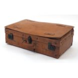 Vintage pigskin suitcase by Giovanni, 68cm wide : For Further Condition Reports Please Visit Our