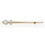 18ct gold diamond bar brooch, 7.3cm in length, approximate weight 4.2g :For Further Condition