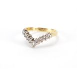 18ct gold diamond herringbone ring, size I, approximate weight 2.6g :For Further Condition Reports