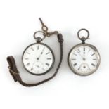 Two gentleman's silver open face pocket watches, one by John King with Fusee movement, each 5.2cm in