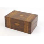 Victorian inlaid walnut writing slope, with fitted interior, 15cm H x 35cm W x 22.5cm D : For