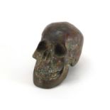 Patinated bronze study of a skull, 19cm in length : For Further Condition Reports Please Visit Our