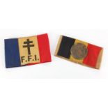 Belgium and French Military interest World War II armbands :For Further Condition Reports Please