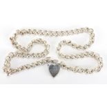Silver Gucci necklace with love heart shaped padlock, 40cm in length, approximate weight 45.7g : For