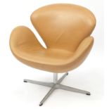 Arne Jacobsen design swan chair, 75cm high : For Further Condition Reports Please Visit Our Website