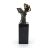 José Lucas 2000 - Modernist bronze sculpture raised on a square block base, 25.9cm high :For Further