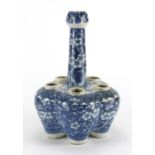 Chinese blue and white porcelain tulip vase, hand painted with Prunus flowers, 25.5cm high :For