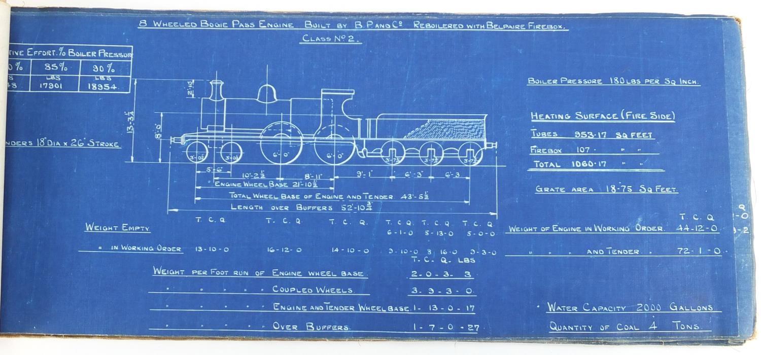 Early 20th century Railwayana interest linen book of engine diagrams including Ten Wheeled Bogie - Image 4 of 9