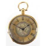 Ladies 18ct gold J W Benson pocket watch with silvered dial, 3.7cm in diameter :For Further