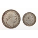 William IV 1834 silver half crown and shilling :For Further Condition Reports Please Visit Our