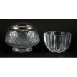 Orrefors glass bowl and a Thomas Webb cut glass rose bowl, the largest 15cm high : For Further