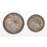 George IV 1821 silver shilling and six pence :For Further Condition Reports Please Visit Our