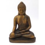 Large gilt painted figure of seated Buddha, 74cm high : For Further Condition Reports Please Visit