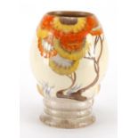Clarice Cliff Bizarre pottery vase, hand painted in the Rhodanthe pattern, factory marks and