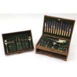 Art Deco Walnut 50 piece canteen of silver cutlery, by Richard Woodman Burbridge of Harrods,