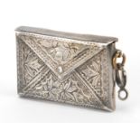 Rectangular silver envelope double stamp case, with engraved decoration, Birmingham 1904, 4.2cm