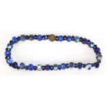 Chinese cabochon blue glass necklace, 40cm in length, approximate weight 62.5g : For Further