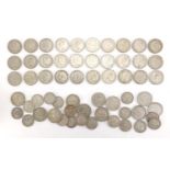 British pre decimal pre 1947 one and two shillings, approximate weight 560.0g : For Further