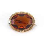 Unmarked gold citrine brooch, 2.5cm in length, approximate weight 5.5g :For Further Condition