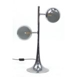 Retro chrome lamp with globular shades, 63cm high : For Further Condition Reports Please Visit Our