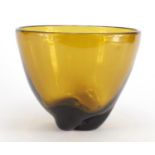 Whitefriars amber glass high sided bowl by Dunne-Cooke, 18.5cm high :For Further Condition Reports