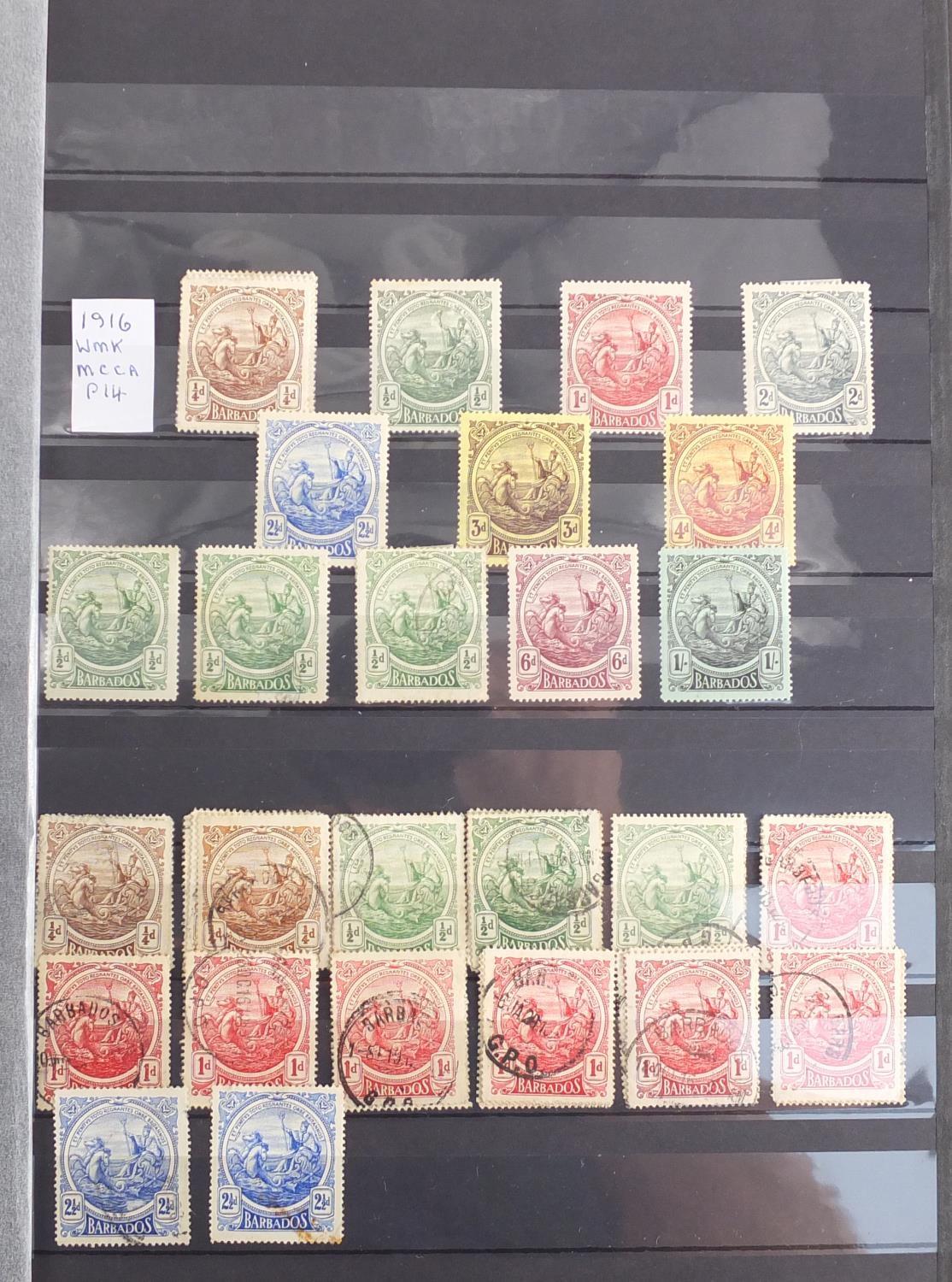 Mid 19th century and later Barbados stamps, various denominations, some mint unused, arranged in a - Image 2 of 10