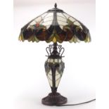 Large Tiffany design leaded table lamp, with bronzed mounts, 64.5cm high : For Further Condition