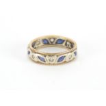 9ct gold blue and clear stone eternity ring, size L, approximate weight 2.8g : For Further Condition