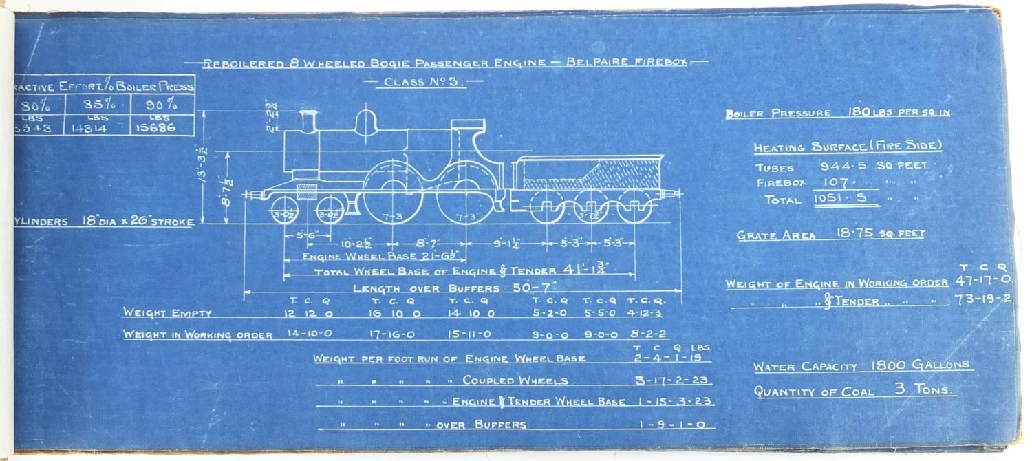 Early 20th century Railwayana interest linen book of engine diagrams including Ten Wheeled Bogie - Image 5 of 9