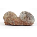 Large clutch of two prehistoric fossilised Hadrosaurus dinosaur eggs, 14.5cm H x 32cm W x 13.5cm :